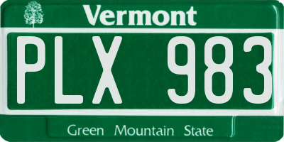 VT license plate PLX983
