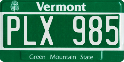 VT license plate PLX985