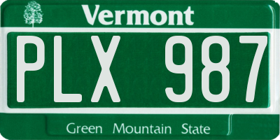 VT license plate PLX987