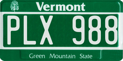 VT license plate PLX988