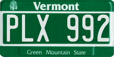 VT license plate PLX992
