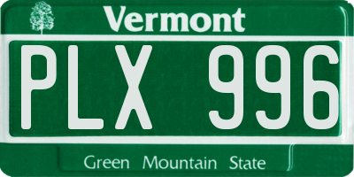 VT license plate PLX996