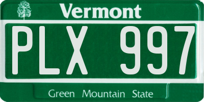 VT license plate PLX997