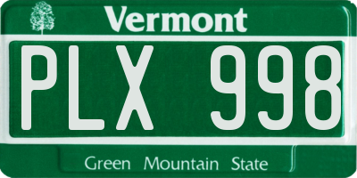 VT license plate PLX998