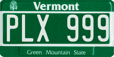 VT license plate PLX999