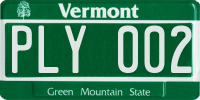 VT license plate PLY002