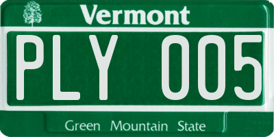 VT license plate PLY005
