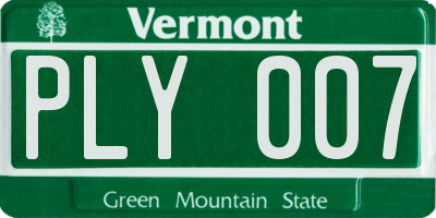 VT license plate PLY007