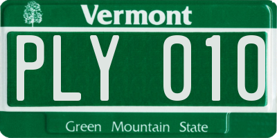 VT license plate PLY010