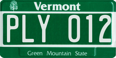 VT license plate PLY012