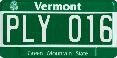 VT license plate PLY016