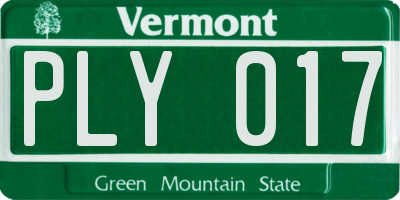 VT license plate PLY017