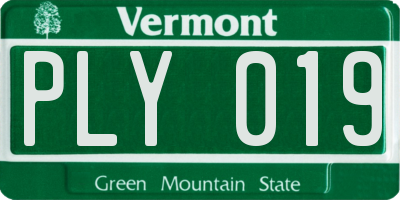 VT license plate PLY019