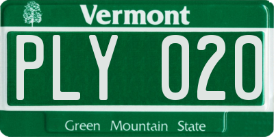 VT license plate PLY020