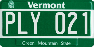 VT license plate PLY021