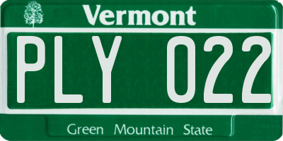 VT license plate PLY022