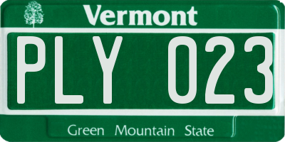 VT license plate PLY023