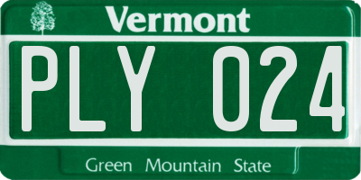VT license plate PLY024