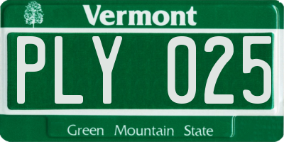 VT license plate PLY025
