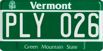 VT license plate PLY026