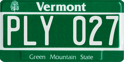 VT license plate PLY027