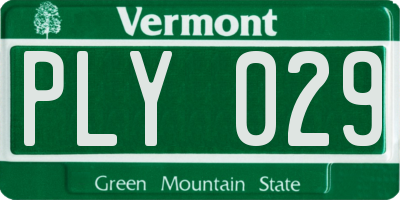 VT license plate PLY029