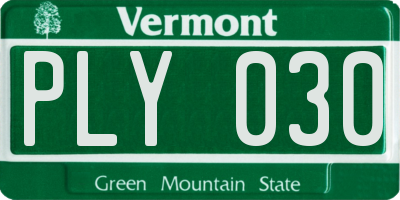 VT license plate PLY030