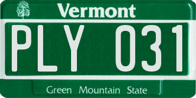 VT license plate PLY031