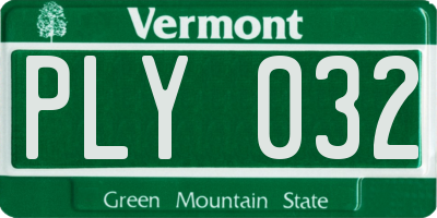 VT license plate PLY032