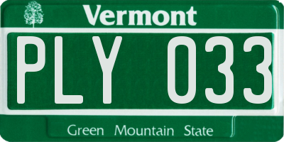 VT license plate PLY033
