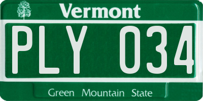 VT license plate PLY034