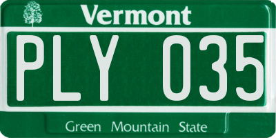 VT license plate PLY035
