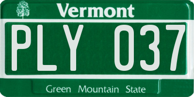 VT license plate PLY037