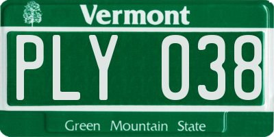 VT license plate PLY038
