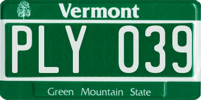 VT license plate PLY039