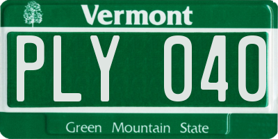 VT license plate PLY040