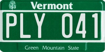 VT license plate PLY041