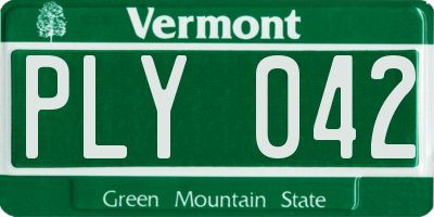 VT license plate PLY042