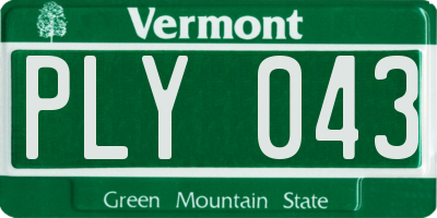 VT license plate PLY043