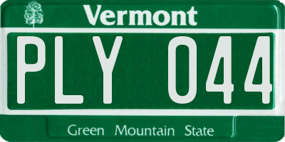 VT license plate PLY044