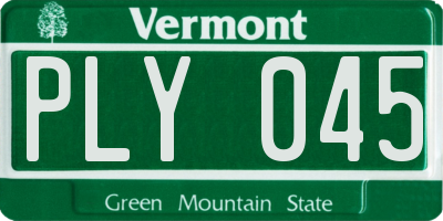 VT license plate PLY045