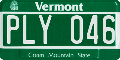 VT license plate PLY046