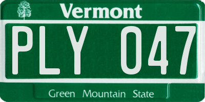 VT license plate PLY047