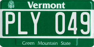 VT license plate PLY049