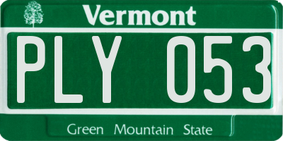 VT license plate PLY053