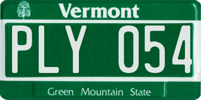 VT license plate PLY054