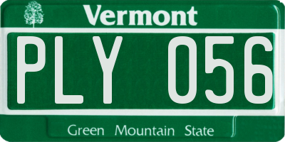 VT license plate PLY056