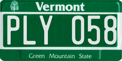 VT license plate PLY058
