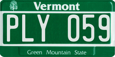 VT license plate PLY059