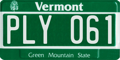 VT license plate PLY061